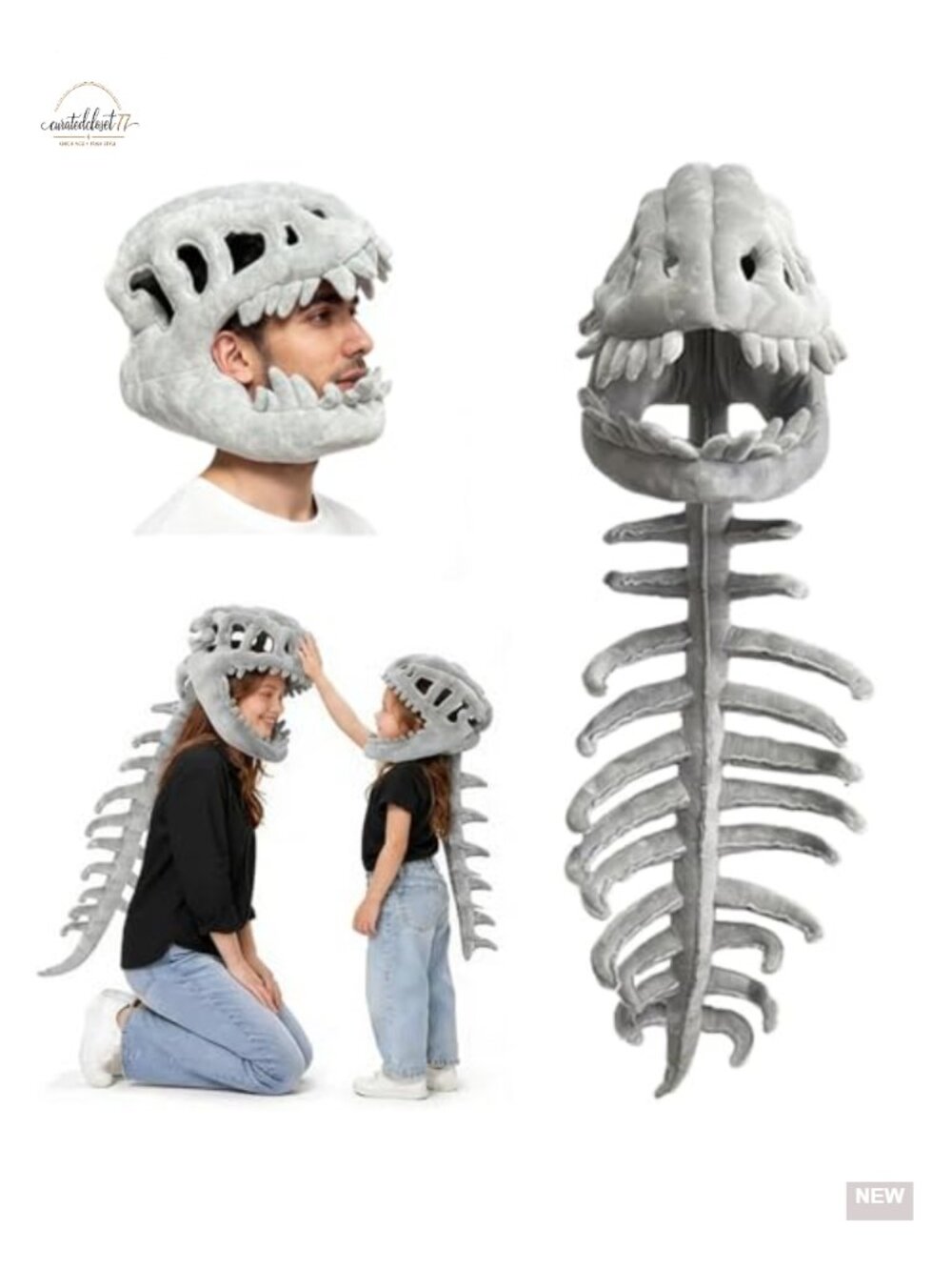 Dinosaur Skeleton Costume Set Funny Skull Dress Up Animal Theme Party Halloween